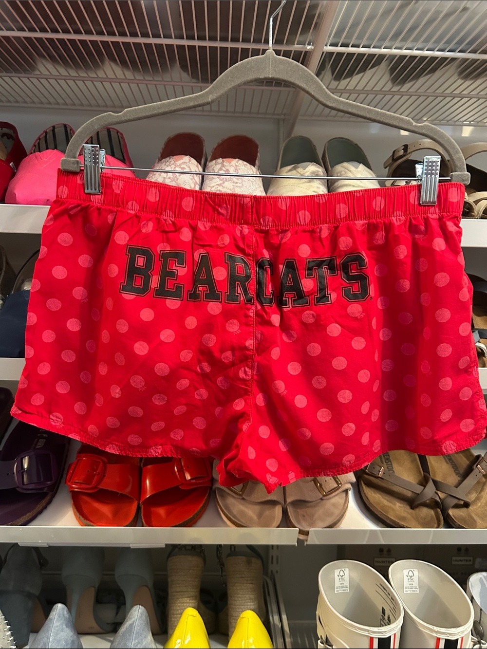 PINK Victoria's Secret Red Polka Dot 'BEARCATS' Athletic Lounge Shorts